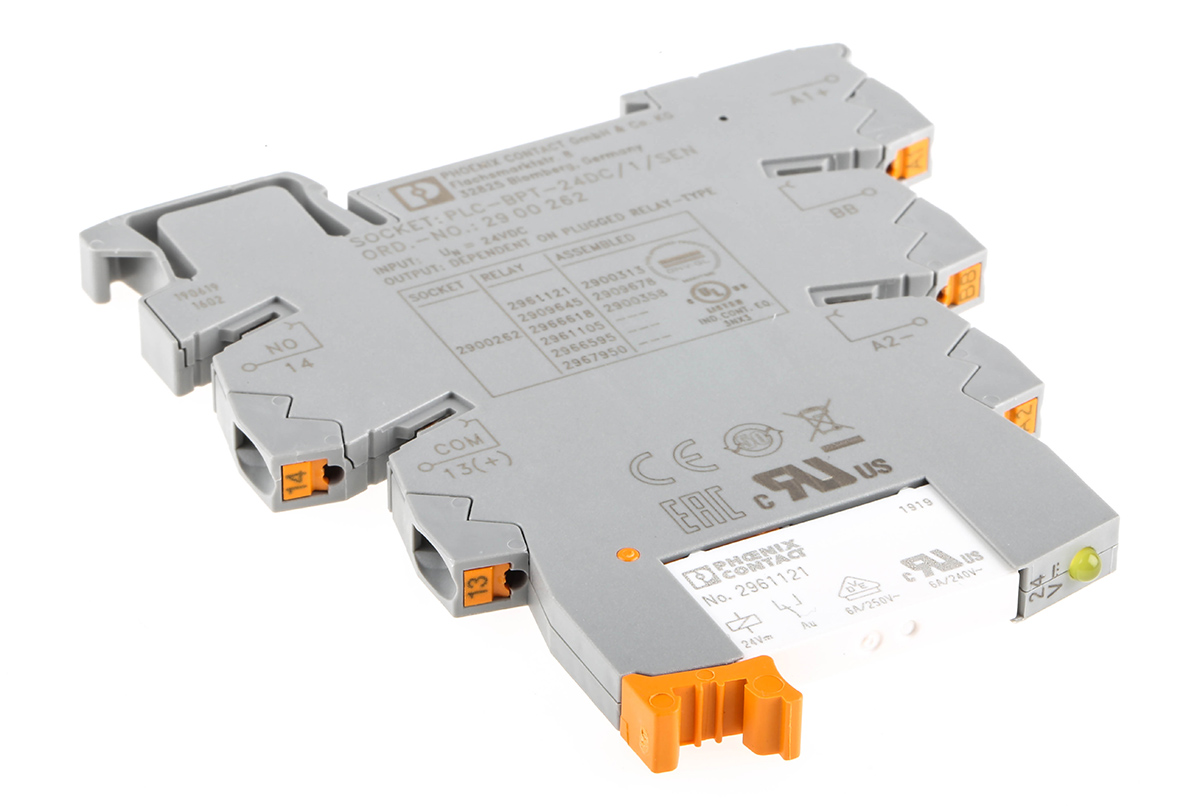 Phoenix Contact PLC-RPT- 24DC/ 1AU/SEN Series Interface Relay, DIN Rail Mount, 24V dc Coil, SPST, 1-Pole