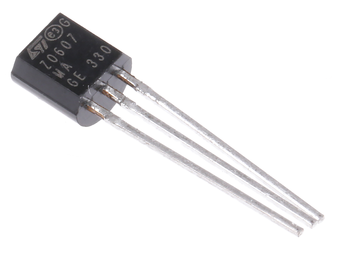 STMicroelectronics Through Hole, 3-pin, TRIAC, 600V, Gate Trigger 1.3V 600V