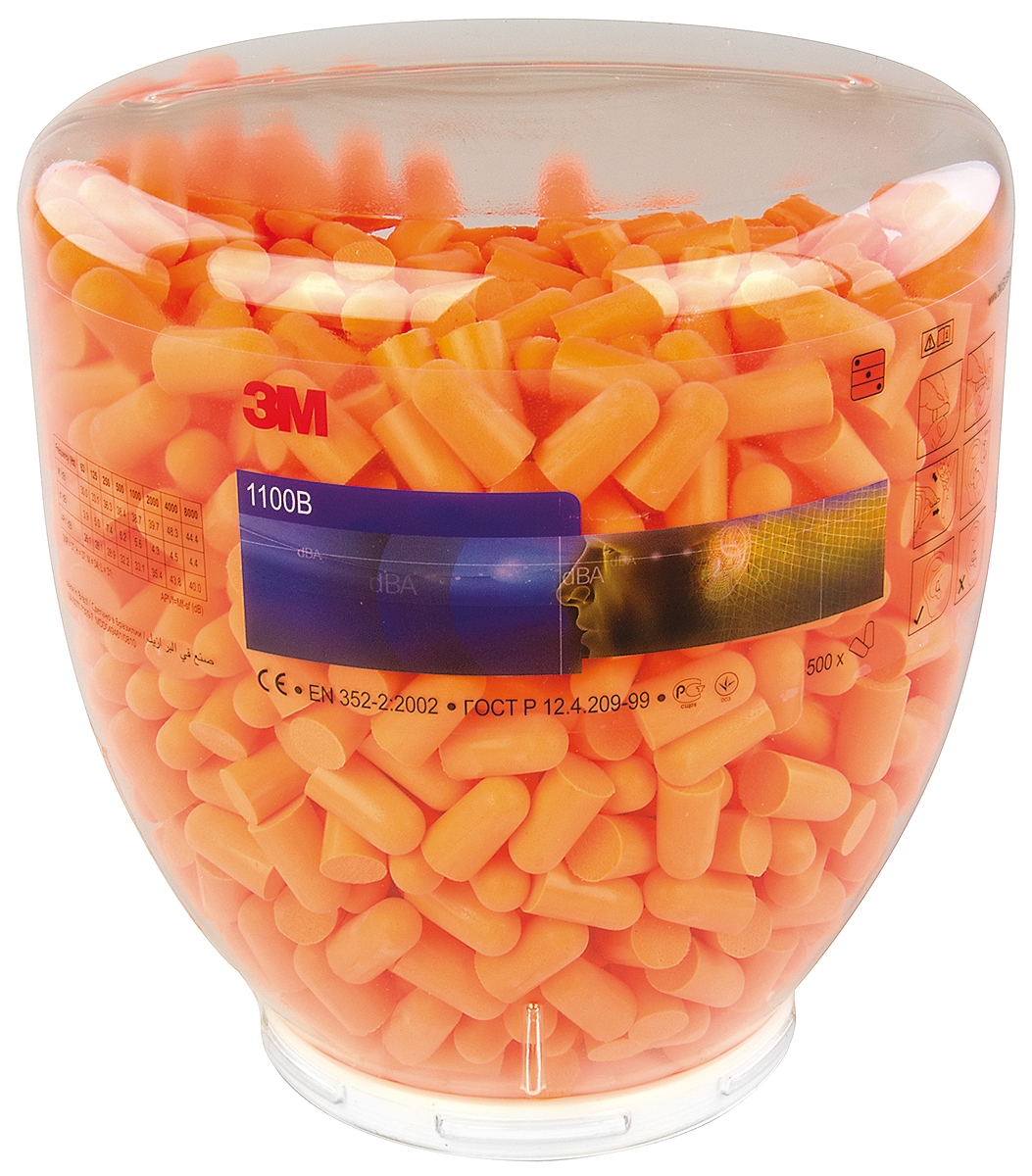 3M 3M 1100 Series Orange Disposable Uncorded Ear Plugs, 35dB Rated, 500 Pairs