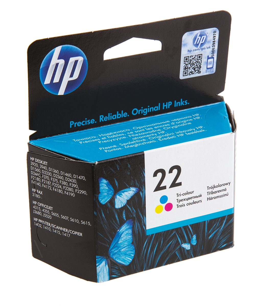 Hewlett Packard 22 Multi Colour Ink Cartridge