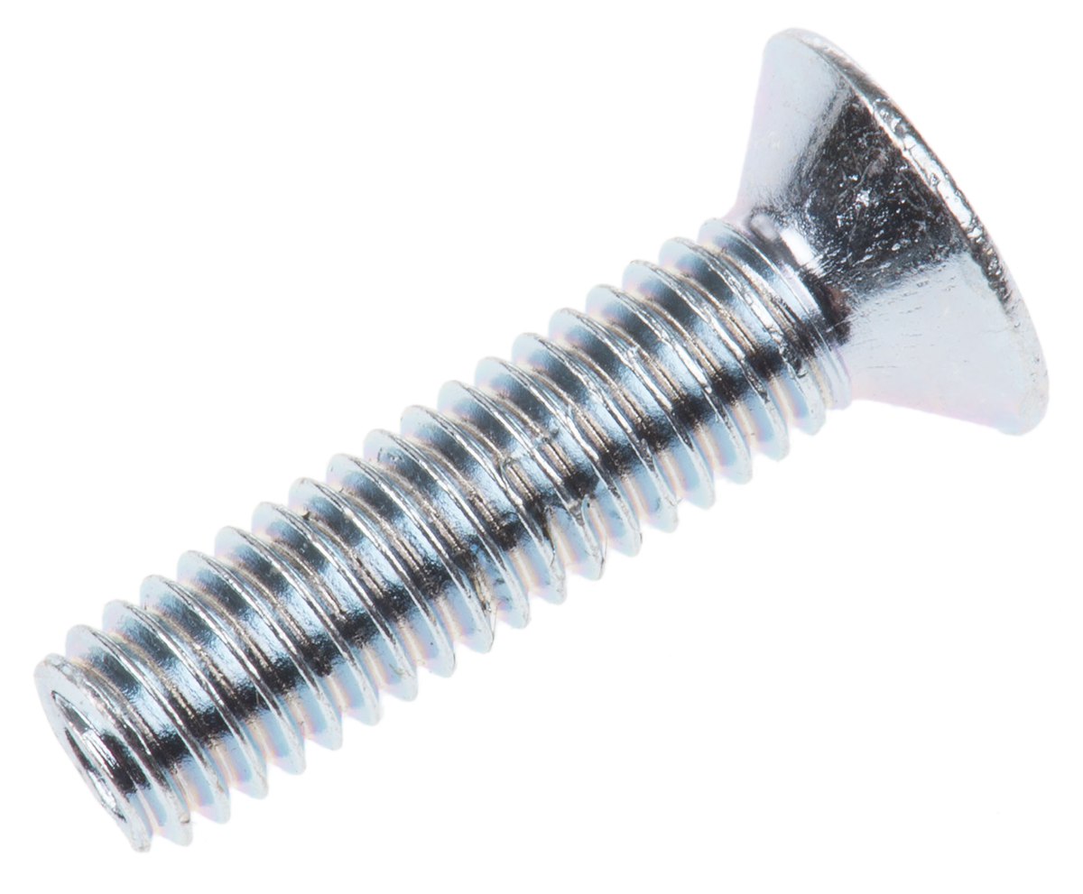 RS PRO Pozi M4 Countersunk Steel Machine Screws DIN 965 x 16.0mm