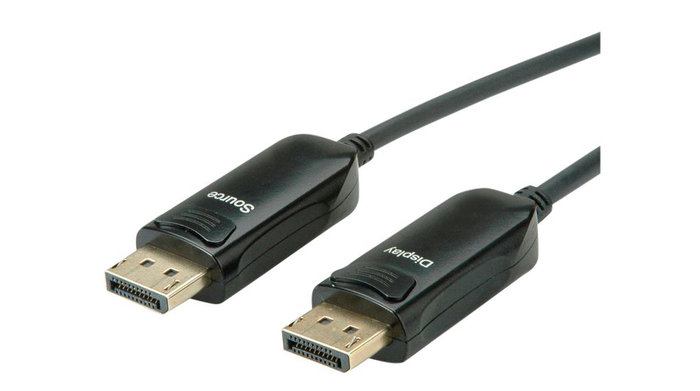 Roline DisplayPort to DisplayPort Fibre Optic Cable, Black, 15m