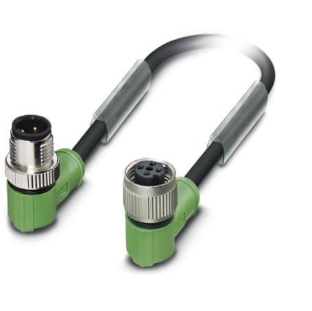 Phoenix Contact Male 4 way Angled Plug M12 to Female 4 way Angled Socket M12 Sensor Actuator Cable, 2 m