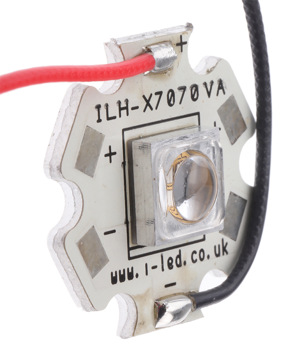 ILH-XT01-S365-SC211-WIR200. Intelligent LED Solutions, T7070 1 Powerstar Series UV LED, 370nm 1200mW 65 °, 4-Pin