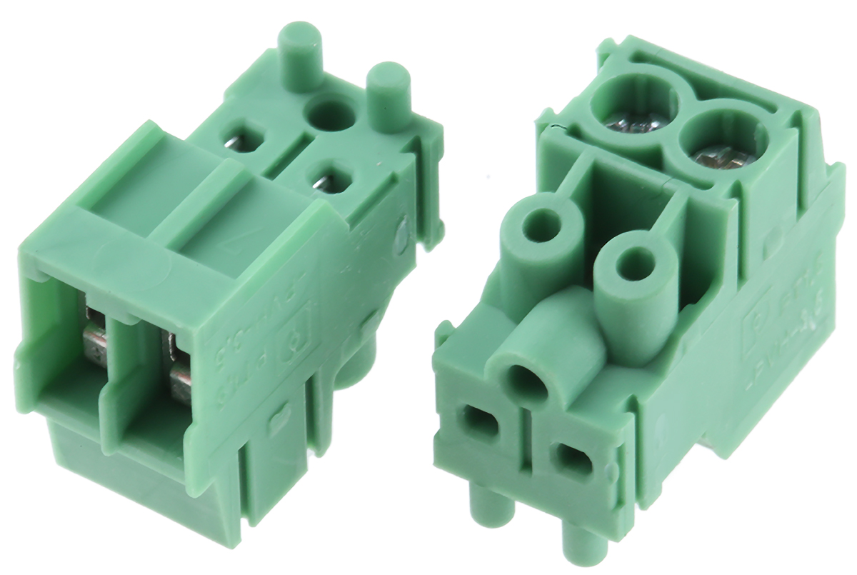 Phoenix Contact, 3.5mm Pitch, PT 1.5/ 2-PVH-3.5, 2 Way, Pluggable Terminal Block, Plug, Through Hole, Solder
