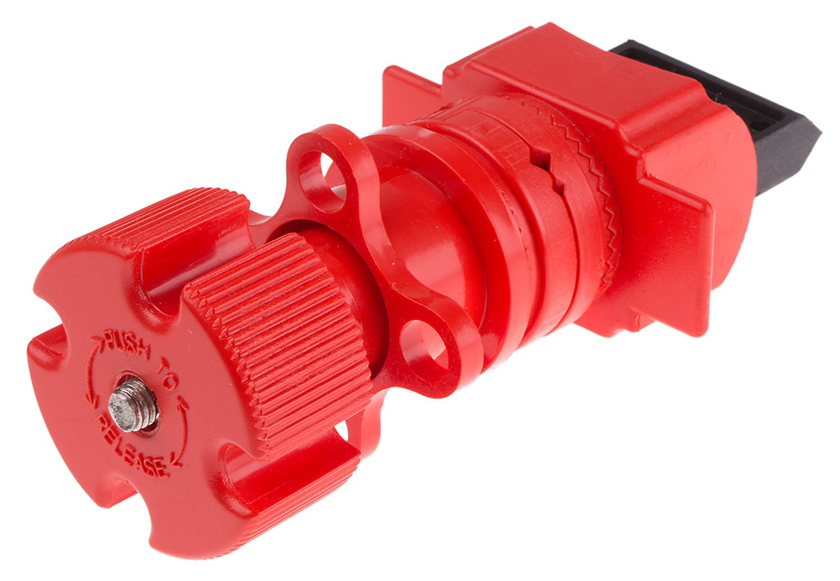RS PRO Red 4-Lock ABS, Nylon, Stainless Steel Universal Valve Lockout, 10mm Shackle, 15mm Attachment