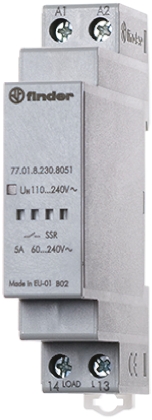 Finder 77 Series Solid State Relay, 5 A Load, DIN Rail Mount, 265 V ac Load, 240 V ac Control