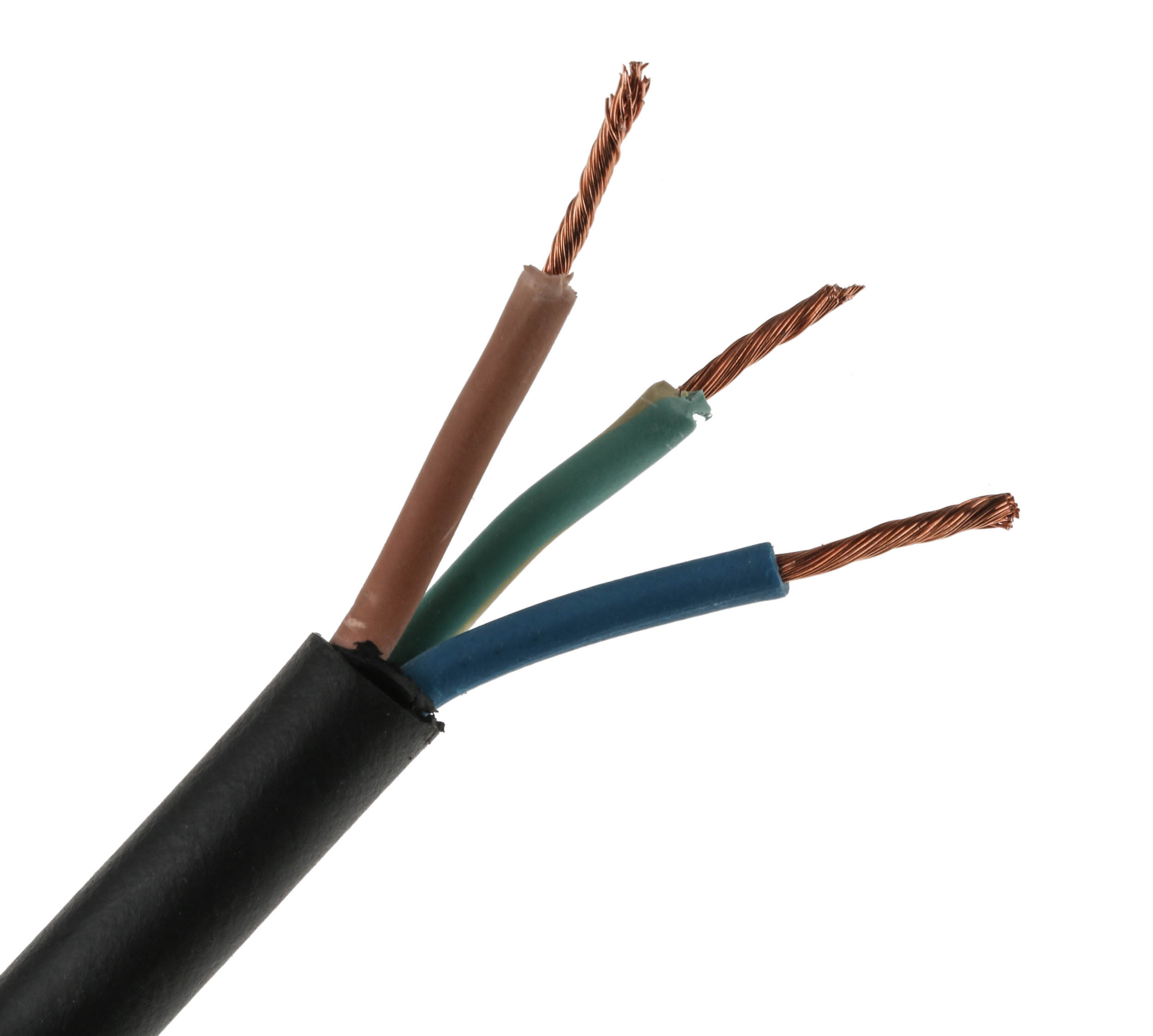 RS PRO TRS 1.5 mm² 3 Core Power Cable, H05RR-F, Black CPE, 100m
