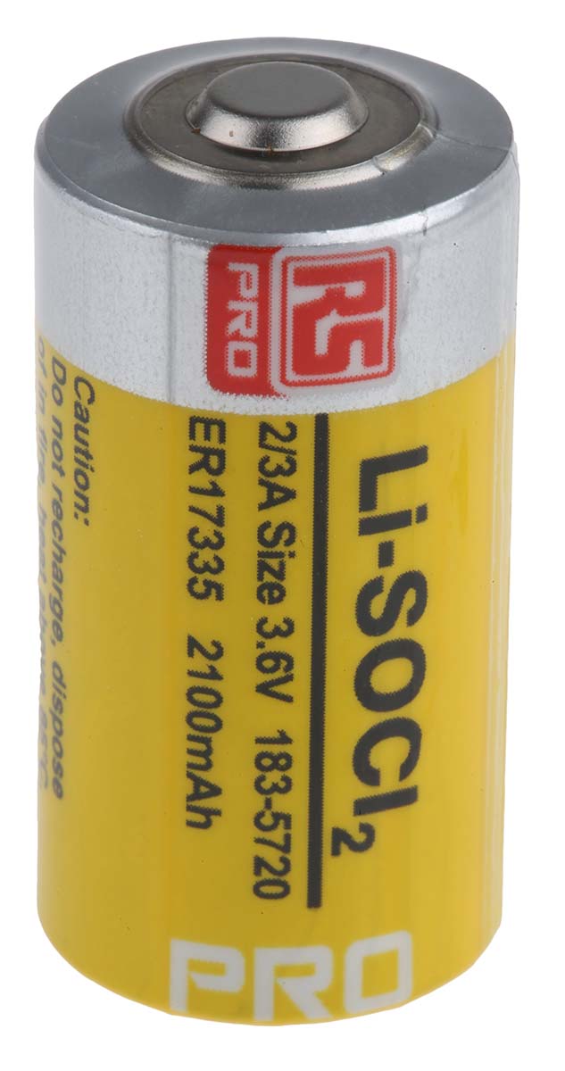 RS PRO Lithium Thionyl Chloride 3.6V, 2/3 A 2/3 A Battery