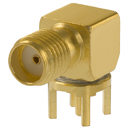 Cinch SMA Series, Jack PCB Mount SMA Connector, 50Ω, Solder Termination, Right Angle Body
