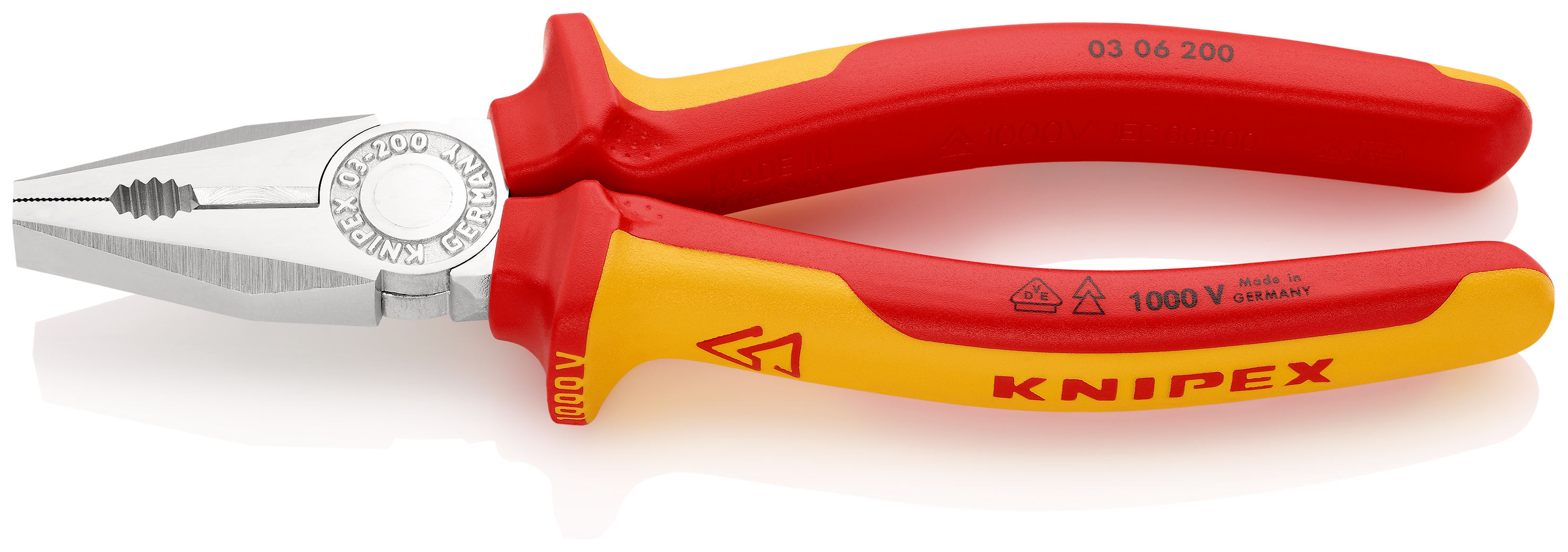 Knipex Combination Pliers, 200 mm Overall, Straight Tip, VDE/1000V