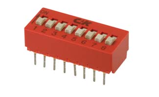 C & K 4 Way Through Hole DIP Switch SPST, Raised, Slide Actuator