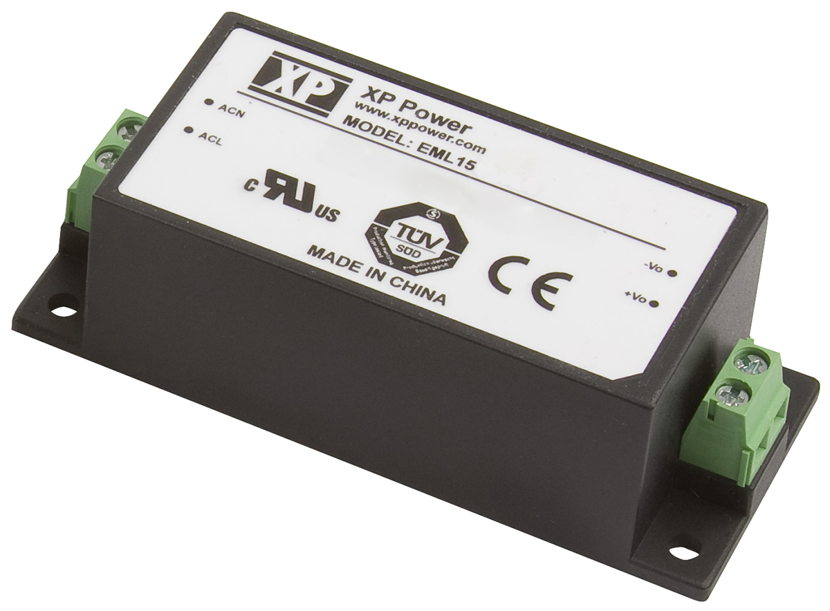XP Power Switching Power Supply, EML15US24-S, 24V dc, 630mA, 15W, 1 Output, 120 → 370 V dc, 85 → 264 V ac