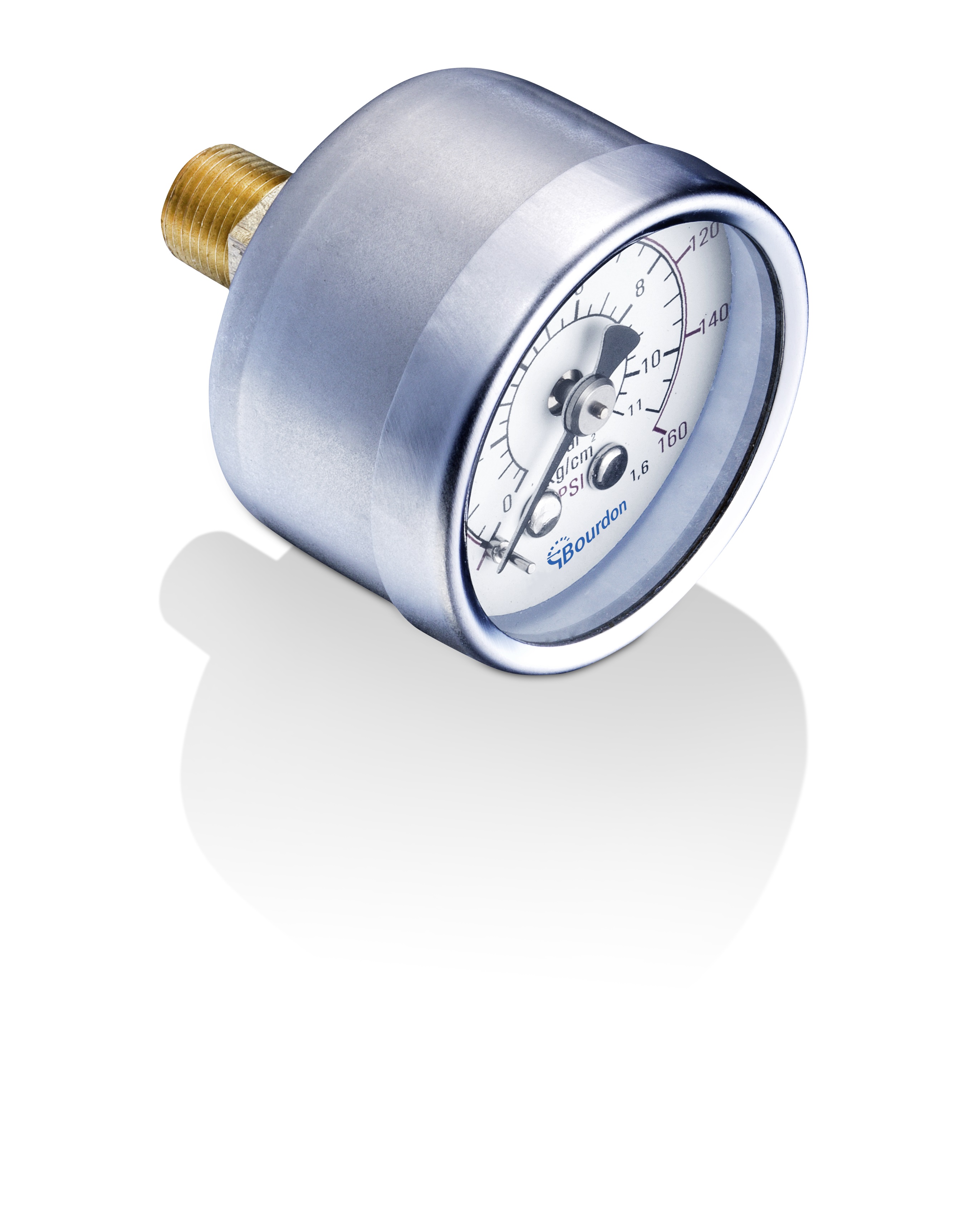 Bourdon NPT 1/4 Analogue Pressure Gauge 2bar Back Entry 40mm Outside Diameter