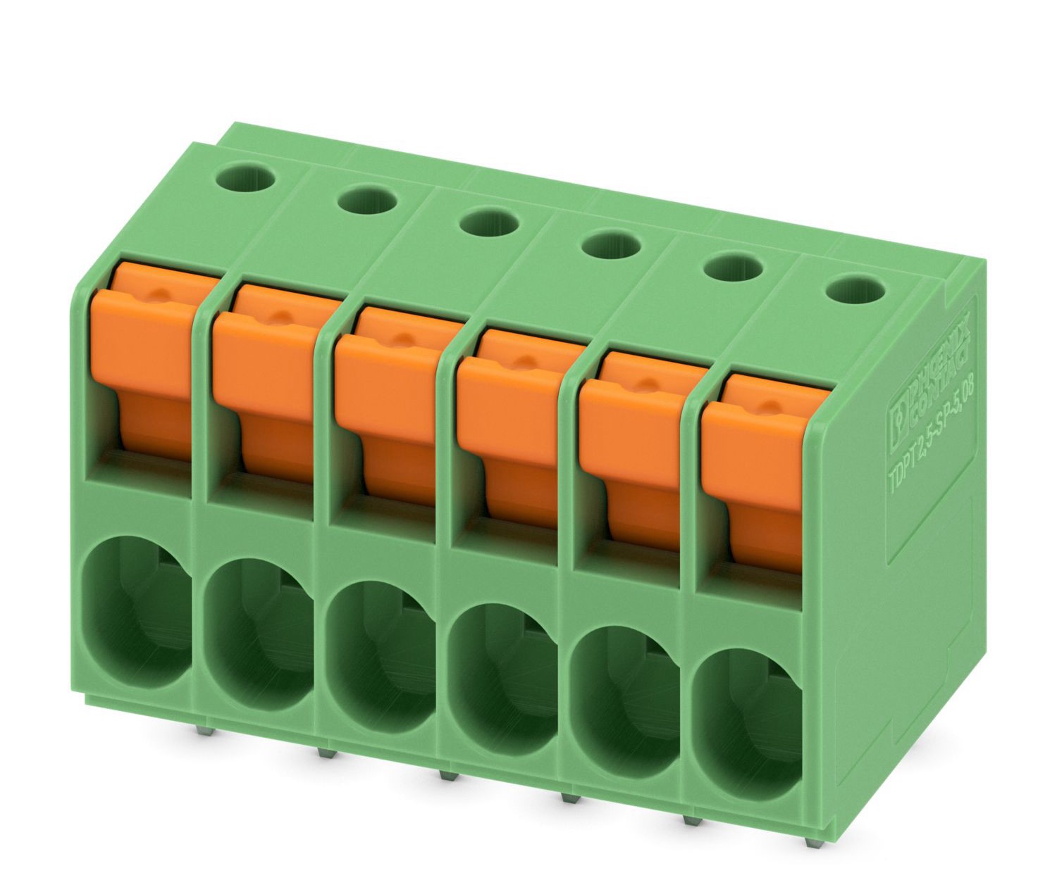 Phoenix Contact TDPT 2.5/ 6-SP-5.08 Series PCB Terminal Block, 6-Contact, 5.08mm Pitch, Through Hole Mount, 1-Row,