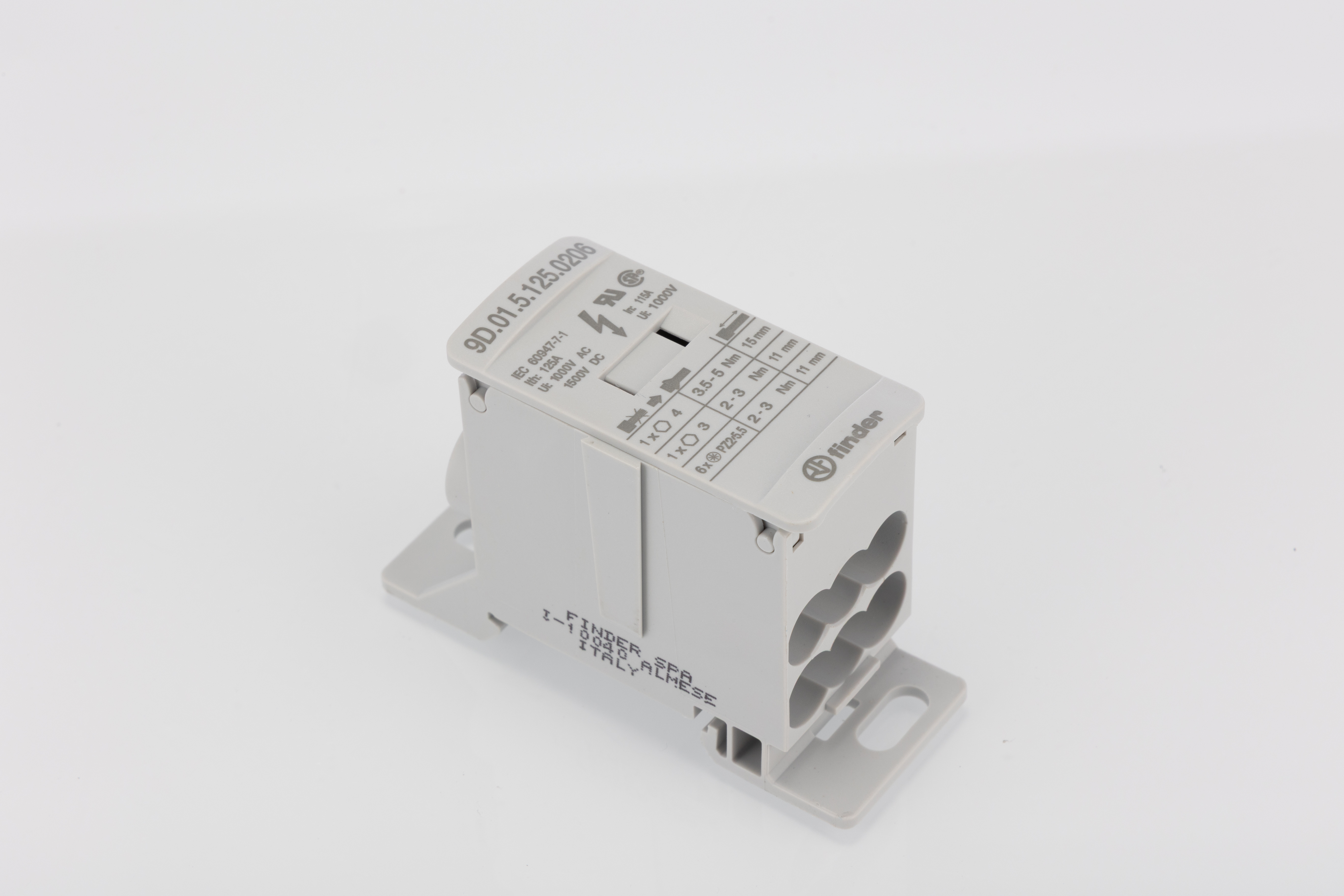 Finder Non-Fused Terminal Block, 8 Way, 35mm², 100kA, 1000/1500 V AC/DC, White