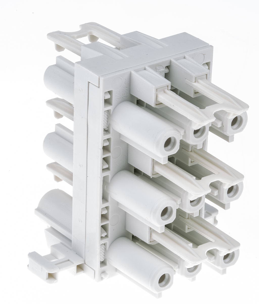 Wieland GST18 Series Distribution Block, 3-Pole, Female, 5-Way, 16A, IP40