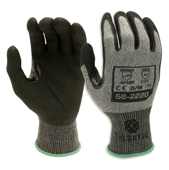 Tilsatec Black, Grey Fibreglass, HPPE, Polyamide, Polyethylene Terephthalate, Spandex Glove, Size 11, Bi-Polymer Coating