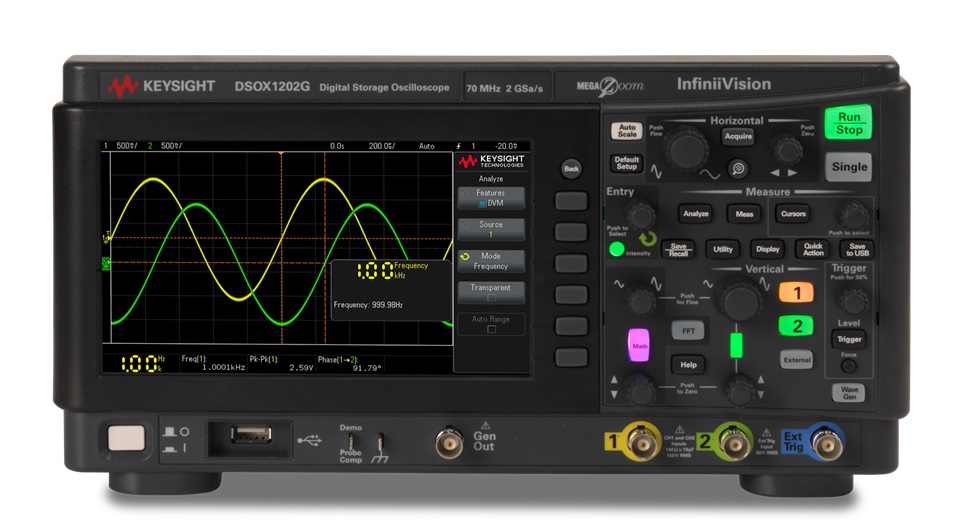 Keysight Technologies DSOX1202G InfiniiVision 1000 X Series, 100MHz Bench Oscilloscope, 2 Analogue Channels