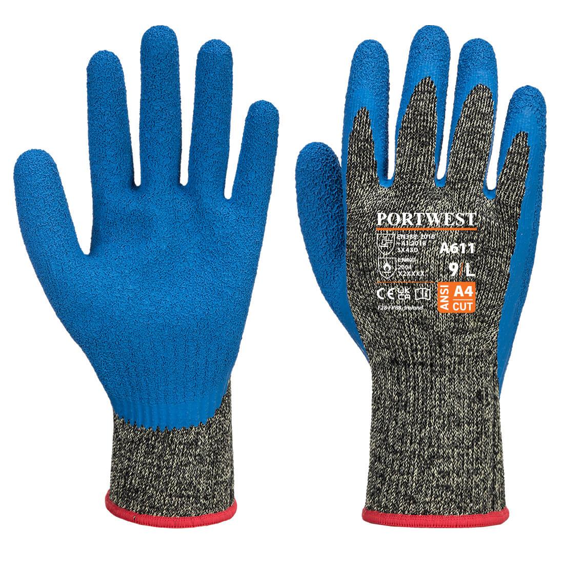 Portwest Blue, Black Latex, Aramid, Steel Fibre, Polyester Glove 60 mm