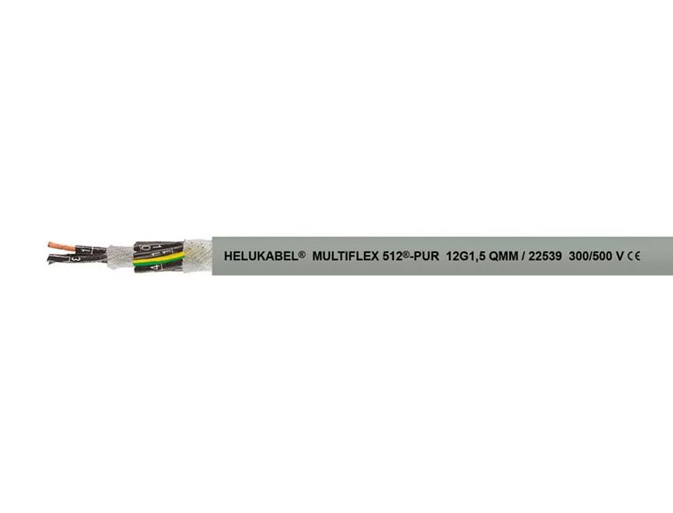 Helukabel MULTIFLEX 512 Control Cable, 3 Cores, 1 mm² 18 AWG, Grey Polyurethane Sheath