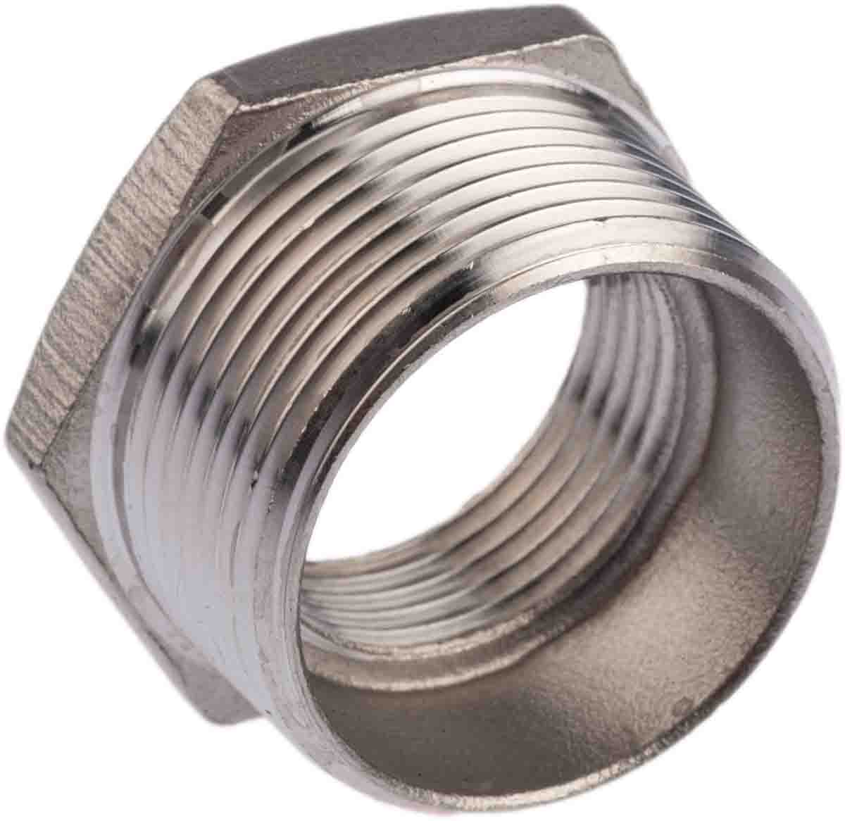 RS PRO Stainless Steel Pipe Fitting Hexagon Bush, Male R 1-1/4in x Female G 1in