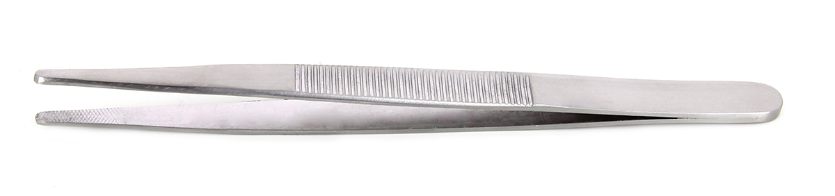 RS PRO 145 mm, Carbon Steel, Blunt; Round; Serrated, Tweezers