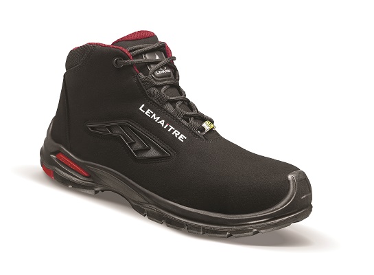 LEMAITRE SECURITE RILEY HIGH Black, Red ESD Safe Aluminium Toe Capped Unisex Safety Shoe, UK 6.5, EU 40