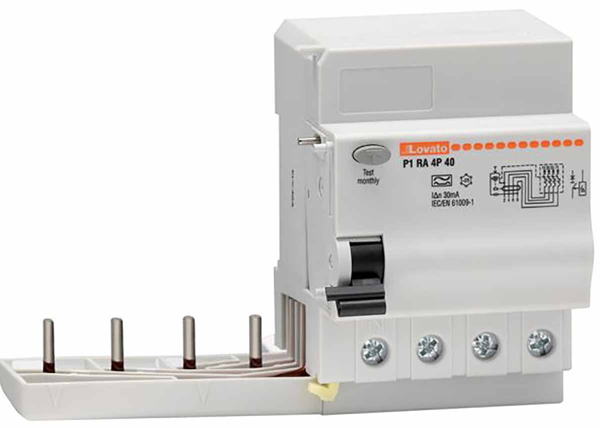 Lovato P1RA RCCB, 63A, 4 Pole, 30mA, Type A, 230 V ac, 400 V ac