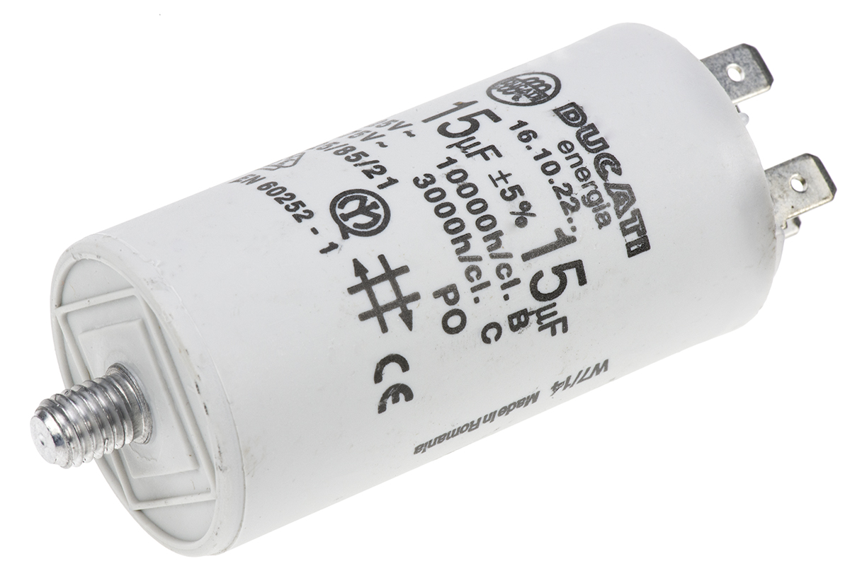 Ducati Energia 4.16.10 Polypropylene Film Capacitor, 450V ac, ±5%, 15μF, Stud Mount