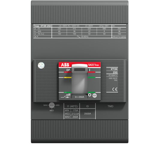 ABB, SACE Tmax XT MCCB Molded Case Circuit Breaker 3P 200A, Fixed Mount