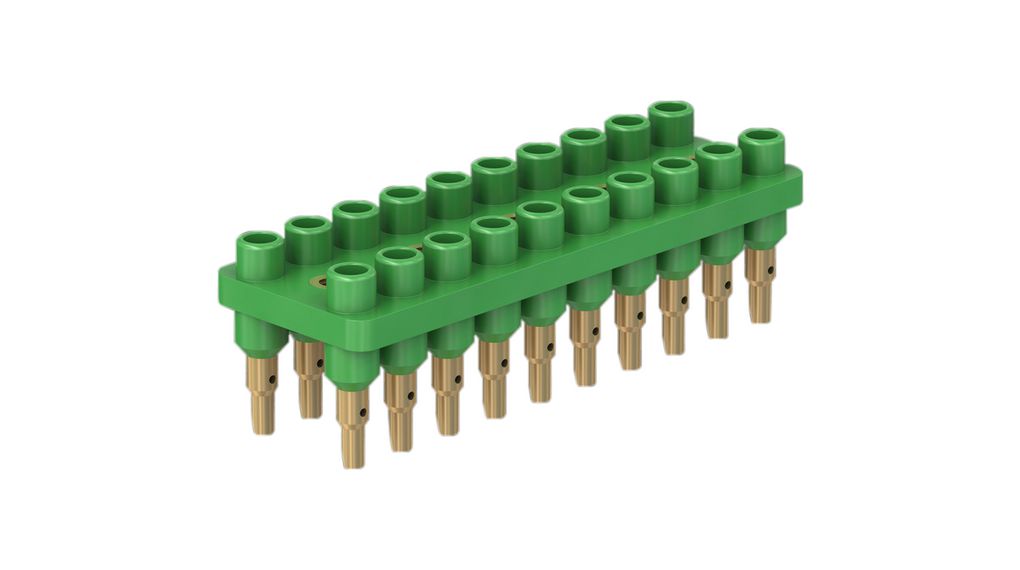 Staubli Green Socket Banana Socket, 2mm Connector, Solder Termination, 10A, 30 → 60V, Gold Plating
