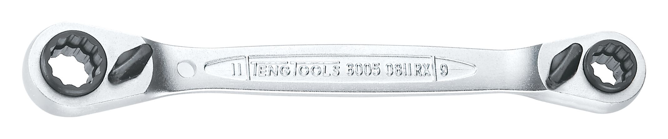 Teng Tools Ratchet Ring Spanner, 12 x 13 mm, 14 x 15 mm, Double Ended, 190 mm Overall