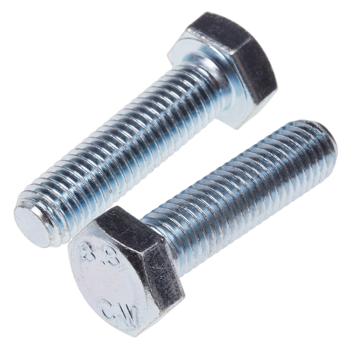 RS PRO Bright Zinc Plated Steel, Hex Bolt, M12 x 55mm