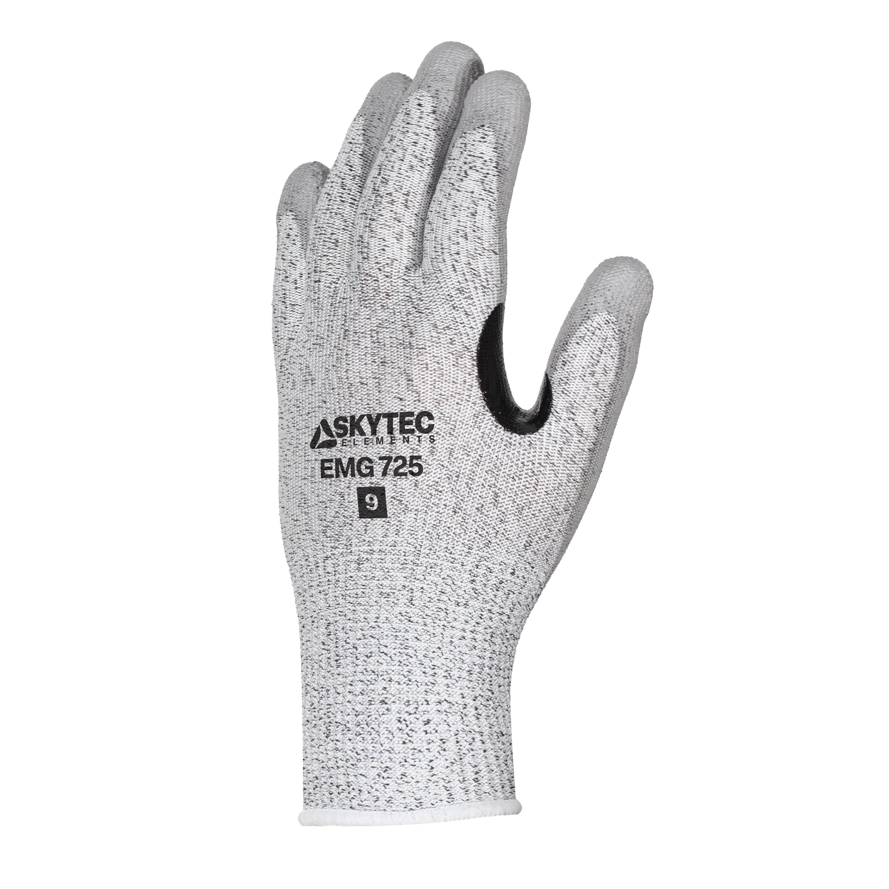 Skytec Elements EMG 725 Black, Grey HPPE, Nylon High Performance Polyethylene, Nylon Work Gloves, Polyurethane Coating