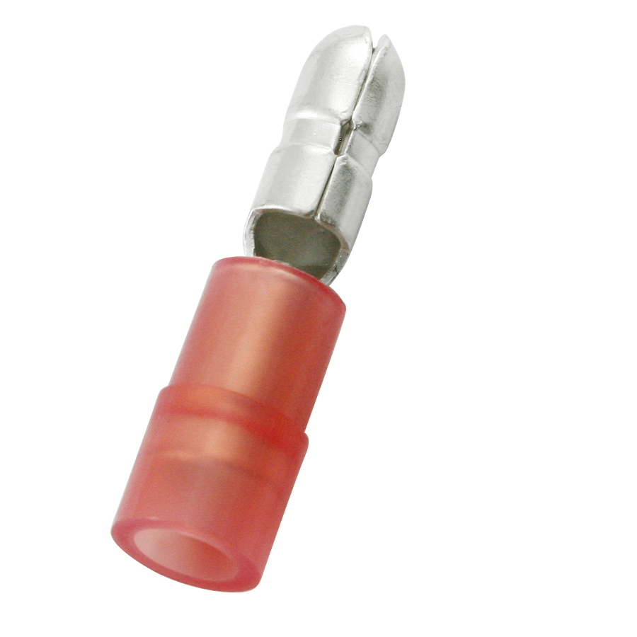 RS PRO Insulated, Red Crimp Bullet Connector, 0.5mm² to 1.5mm², 22AWG to 16AWG, 4mm Bullet diameter Male