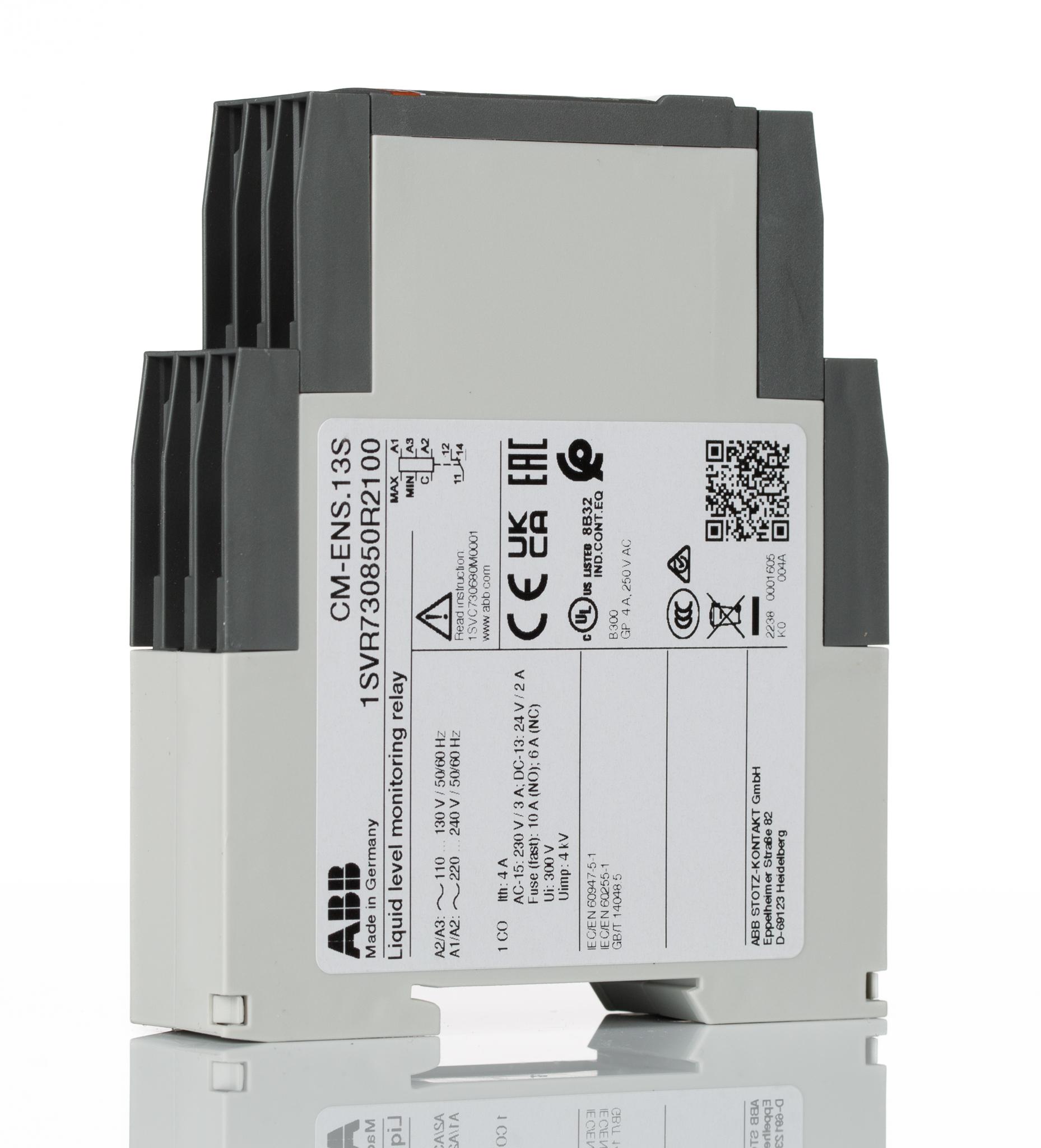 ABB CM-ENS Series Liquid Level Relay - DIN Rail, 110 → 130 V ac, 220 → 240 V ac 1 Voltage Input SPDT Relay
