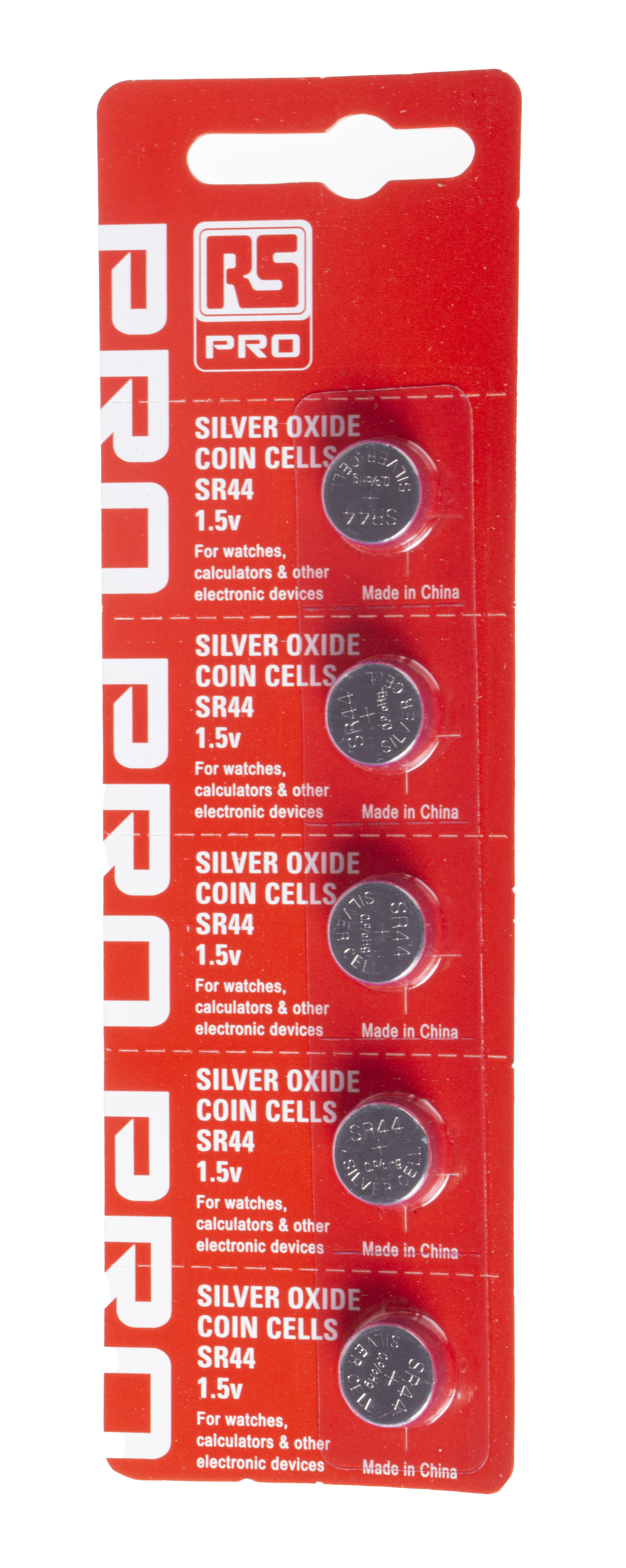 RS PRO SR44 Button Batteries, 1.55V, 11.6mm Diameter, 5 Pack