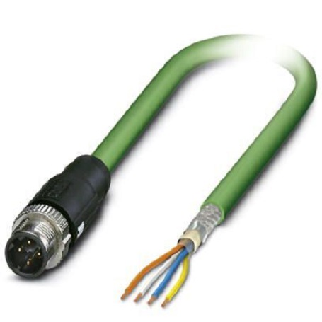 Phoenix Contact, 2m Cat5, Green M12 to Male Unterminated Male, Shielded Shielded, Terminated