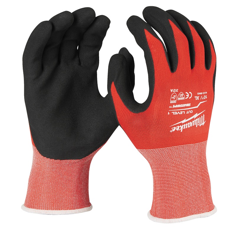 Milwaukee Red Nitrile Glove, Size 10, Nitrile Coating