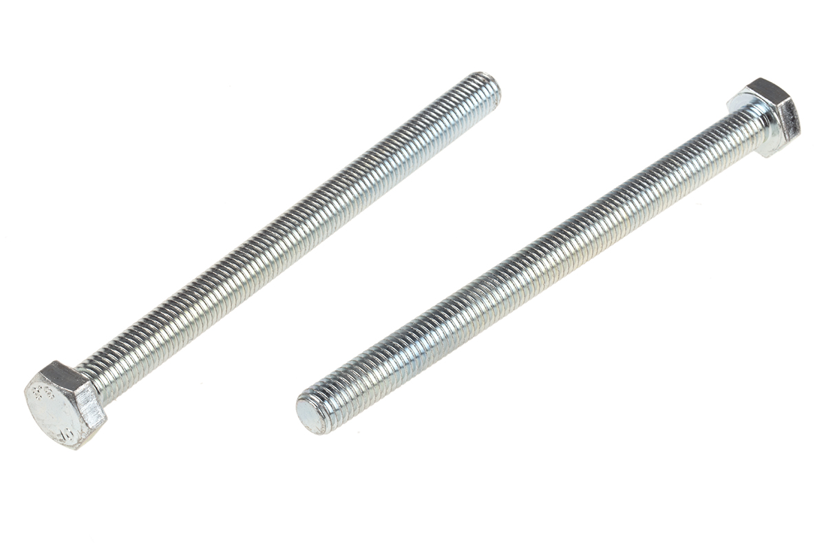 RS PRO Bright Zinc Plated Steel, Hex Bolt, M12 x 160mm