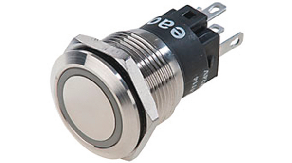 EAO Illuminated Push Button Switch, Momentary, Panel Mount, 22mm Cutout, 1CO, White LED, 24V, IP67