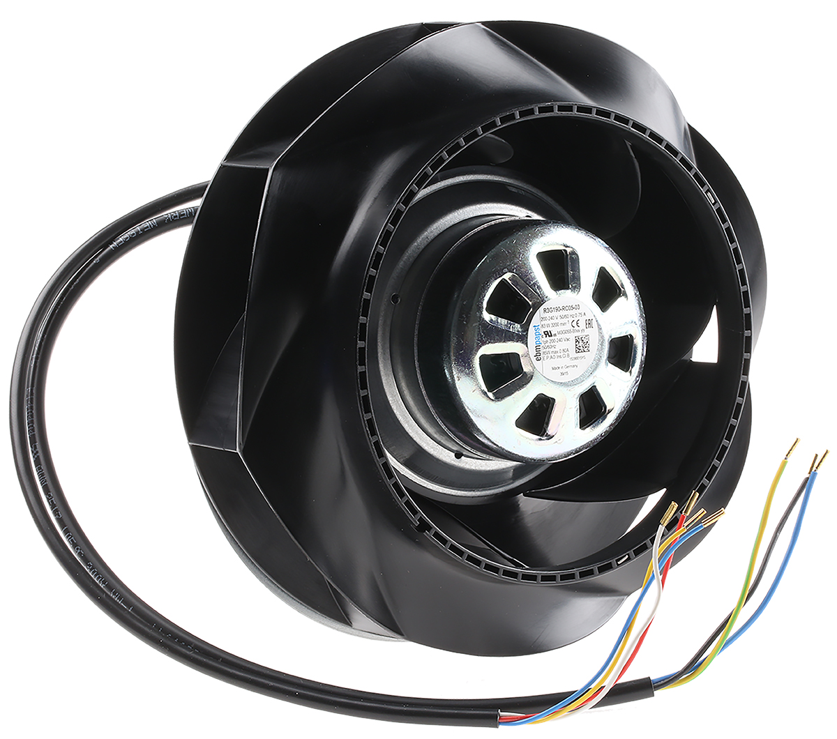 ebm-papst Centrifugal Blower 190 (Dia.) x 71.4mm, 735m³/h, 230 V ac (RadiCal Series)