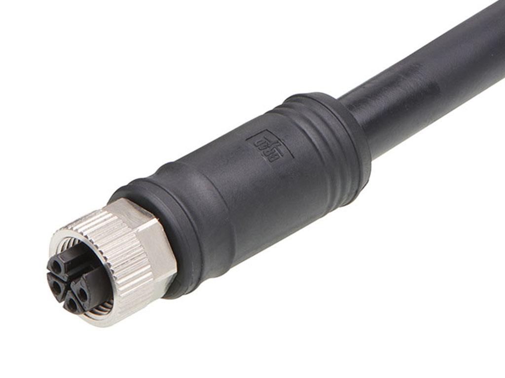 Brad from Molex Cordset, 4 Contacts, Cable, M12 Connector, Socket, Female, IP67, 120500 Series