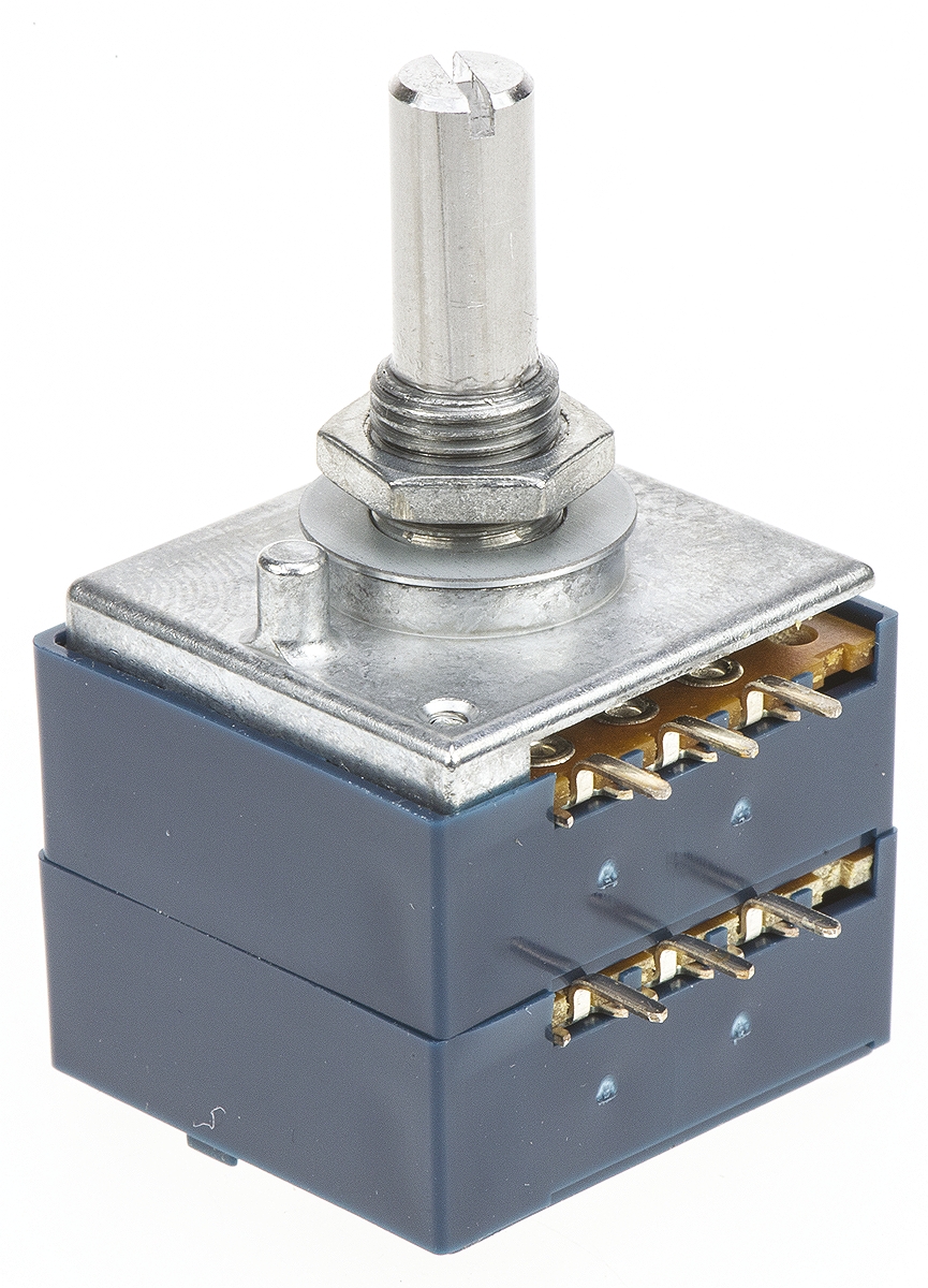Alps Alpine RK27 50kΩ Rotary Carbon Film Potentiometer, Panel Mount (Through Hole), RK27112A00CF