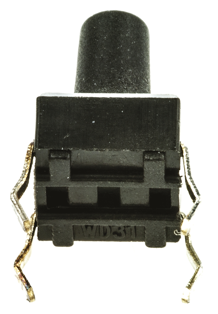 TE Connectivity Black Button Tactile Switch, SPST 50 mA @ 24 V dc 5.9mm PCB, Through Hole