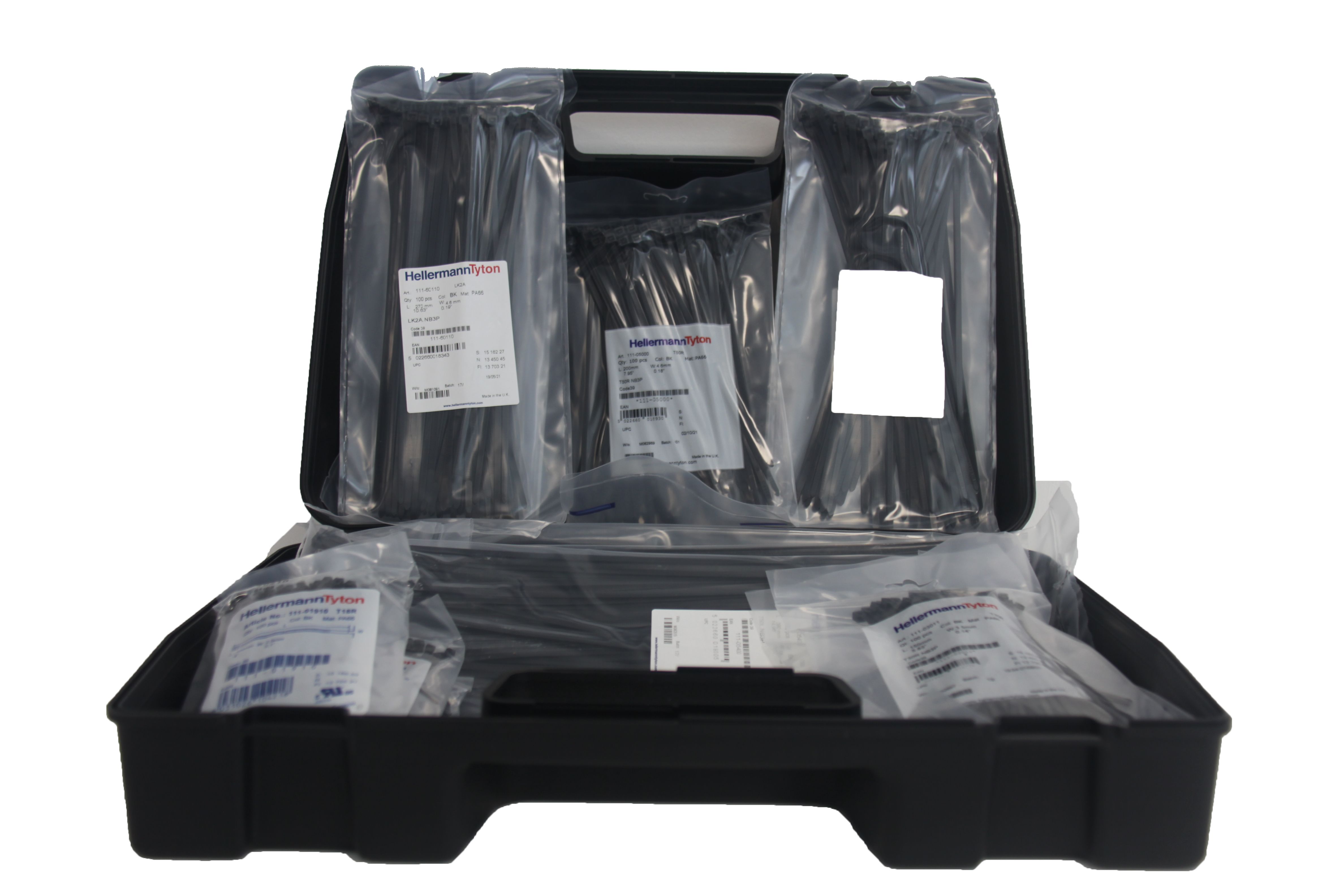 HellermannTyton Cable Tie, 100mm x 2.5, 3.5, 4.6 mm, Black Nylon, Pk-1