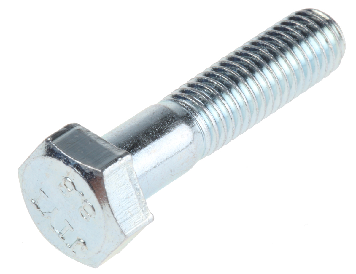 RS PRO Bright Zinc Plated Steel, Hex Bolt, M8 x 35mm