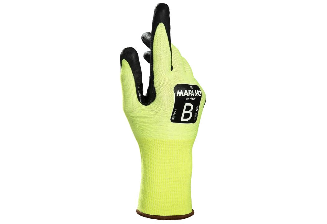 Mapa KRYTECH 692 Yellow Nitrile Foam Cut Resistant Gloves, Size 8, Nitrile Foam Coating