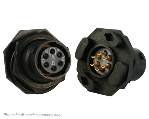 Souriau Sunbank by Eaton Circular Connector, 6 Contacts, Panel, Standard Connector, Plug, Female, IP68, IP69K, UTS